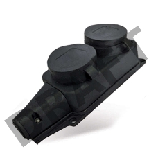 Розетка двухместная настенная с заглушками c заземлением каучук 16А 250В IP44 (1027)