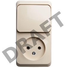 Блок ОП Этюд (1-м розетка без заземл. + 1-кл. выкл.) крем. SchE BPA16-204K