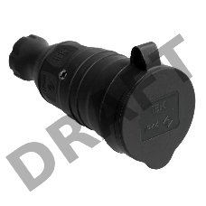 Розетка 1-м Омега РБп13-1-0м с защ. крышкой переносная с заземл. IP44 черн. каучук ИЭК PKR21-016-2-K02