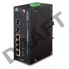 IGS-624HPT индустриальный PoE коммутатор для монтажа в DIN-рейку IP30 6-Port Gigabit Switch with 4-Port 802.3AT POE+ plus 2-port 100/1000X SFP (-40 to 75 C)