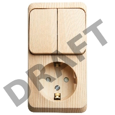 Блок ОП Этюд (1-м розетка с заземл. защ. шторки + 2-кл. выкл.) сосна SchE BPA16-202D