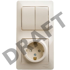Блок комбинированный GLOSSA розетка защ. шторки с заземл.+ выкл. 2-кл. беж. SchE GSL000274