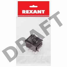 Выключатель клавишный 250V 15А (6с) ON-OFF-ON черный  с нейтралью (RWB-508, SC-767)  REXANT Индивидуальная упаковка 1 шт