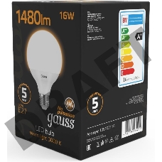 Светодиодная лампа GAUSS 105102116 LED G95 E27 16W 1360lm 3000K 1/32