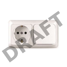 Блок ОП Олимп 1-кл. вык.+ роз. с заземл. горизонт. бел. UNIVersal О0032