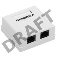 Розетка инф. настенная RJ45 кат. 5Е UTP 2 порта GENERICA