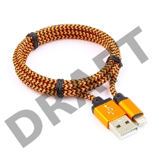 Кабель Gembird USB 2.0 Cablexpert CC-ApUSB2oe1m, AM/Lightning 8P, 1м, нейлоновая оплетка, алюминиевые разъемы, оранжевый, пакет