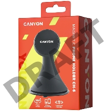 Автодержатель для смартфона на панели приборов и ветровом стекле Canyon Car Holder for Smartphones,magnetic suction function ,with 2 plates(rectangle/circle), black ,97*67.5*107mm 0.068kg