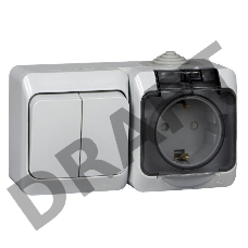 Блок ОП Этюд (2-кл. выкл. + евророз. защ. шторки) IP44 сер. SchE BPA16-242C