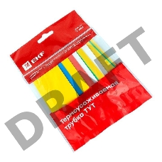 Набор трубок термоусадочных тонкостен. 20/10 (7 цветов по 3шт 100мм) EKF tut-n-20