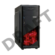 Корпус Exegate EX281257RUS Miditower ExeGate EVO-8207 Black-Red light, ATX, <700NPX>,  1*USB+1*USB3.0, HD Audio