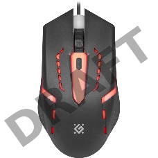 Мышь проводная  Defender Flash MB-600L черный,4кнопки,7 цветов подсветки,800- 1200dpi (52600)