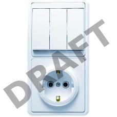 Блок БКВР-033 Бэлла (3-кл. выкл. + розетка с заземл.) бел. Кунцево 5843