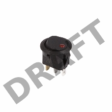 Выключатель клавишный круглый 12V 16А (3с) ON-OFF черный  с красной подсветкой  REXANT