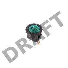 Выключатель клавишный круглый 250V 6А (3с) ON-OFF зеленый  с подсветкой  REXANT