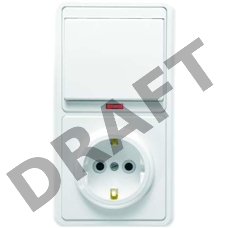 Блок БКВР-056 Бэлла (1-кл. выкл. с подсветкой + розетка с заземл.) бел. Кунцево 5821