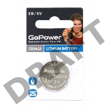 Батарейка GoPower CR2412 BL1 Lithium 3V (1/5/500) (1 шт.)
