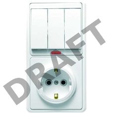 Блок БКВР-054 Бэлла (3-кл. выкл. с подсветкой + розетка с заземл.) бел. Кунцево 5845