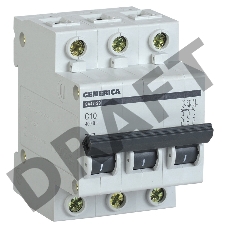 Выключатель автоматический модульный 3п С ВА47-29 10А 4.5кА GENERICA ИЭК MVA25-3-010-C