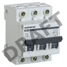 Выключатель автоматический модульный 3п С ВА47-29 16А 4.5кА GENERICA ИЭК MVA25-3-016-C
