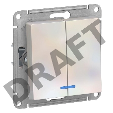 Механизм выключателя 2-кл. ATLAS DESIGN с подсветкой (сх.5а) 10АХ жемчуг SchE ATN000453
