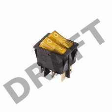Выключатель клавишный 250V 15А (6с) ON-OFF желтый  с подсветкой  ДВОЙНОЙ  REXANT