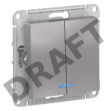 Механизм выключателя 2-кл. ATLAS DESIGN с подсветкой (сх.5а) 10АХ алюм. SchE ATN000353