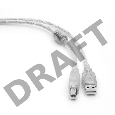 Кабель Cablexpert USB 2.0 Pro, AM/BM, 2м, экран, 2 феррит.кольца, прозрачный (CCF-USB2-AMBM-TR-2M)