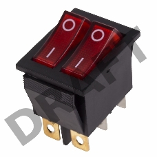 Выключатель клавишный 250V 15А (6с) ON-OFF красный  с подсветкой  ДВОЙНОЙ  REXANT