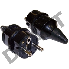 Вилка CEE 7/7 Schuko, 16A, 250V, прямая, разборная, черная