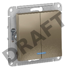 Механизм выключателя 2-кл. ATLAS DESIGN с подсветкой (сх.5а) 10АХ шампань SchE ATN000553