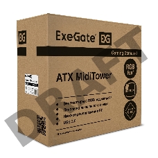 Корпус Miditower ExeGate EVO-8243-NPX600 (ATX, БП 600NPX с вент 12 см, 2*USB+1*USB3.0, черный, 3 вент. с RGB подсветкой, боковая панель - закаленное стекло)