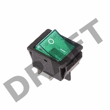 Выключатель клавишный 250V 16А (4с) ON-OFF зеленый  с подсветкой  REXANT