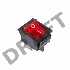 Выключатель клавишный 250V 16А (4с) ON-OFF красный  с подсветкой  REXANT