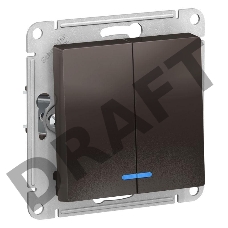 Механизм выключателя 2-кл. ATLAS DESIGN с подсветкой (сх.5а) 10АХ мокко SchE ATN000653