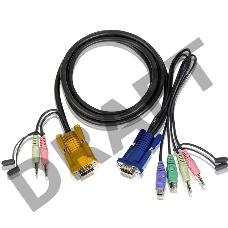 Кабель ATEN CABLE HD15M/MD6M/MD6M/SP/SP-SP; 1.8M*2L-5302P