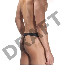 Трусы мужские стринги с гульфиком в черную круглую сетку