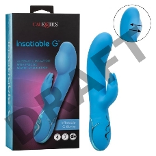 Голубой вибромассажер Insatiable G Inflatable G-Bunny с функцией расширения - 21 см.