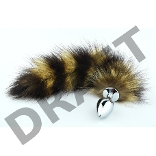 Металлическая анальная пробка с длинным полосатым хвостом