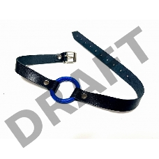 Кляп с синим кольцом кожаный 60012ars