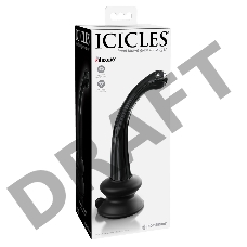 Стеклянный фаллоимитатор с силиконовой присоской, черный