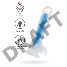 Фаллоимитатор светящийся в темноте, силикон, синий, 18 см