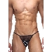 Трусы мужские стринги с черно-белой полоской