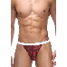 Трусы мужские тонги в красную клетку на белом поясе