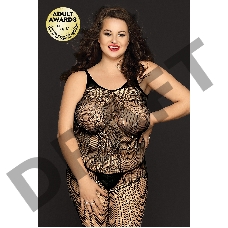 Костюм-сетка со стразами и стринги Candy Girl Angelle черные, 2XL