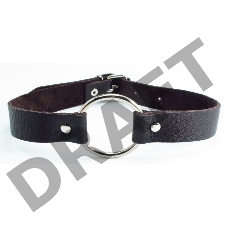 Коричневый кожаный кляп с металлическим кольцом