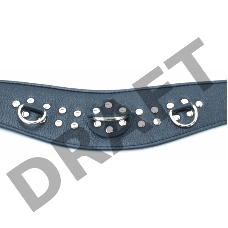 Черный кожаный ошейник  с расширением впереди