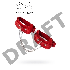 Оковы мини Pecado BDSM, со скруглёнными углами, натуральная кожа, красные