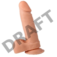 Гелевый фаллоимитатор с мошонкой на присоске - 19 см.