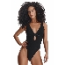 Тедди из черного эластичного материала  с сексуальным вырезом на груди вырезом (Lady X)